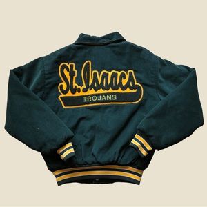 1980s St. Isaacs Trojans Corduroy Varsity Jacket